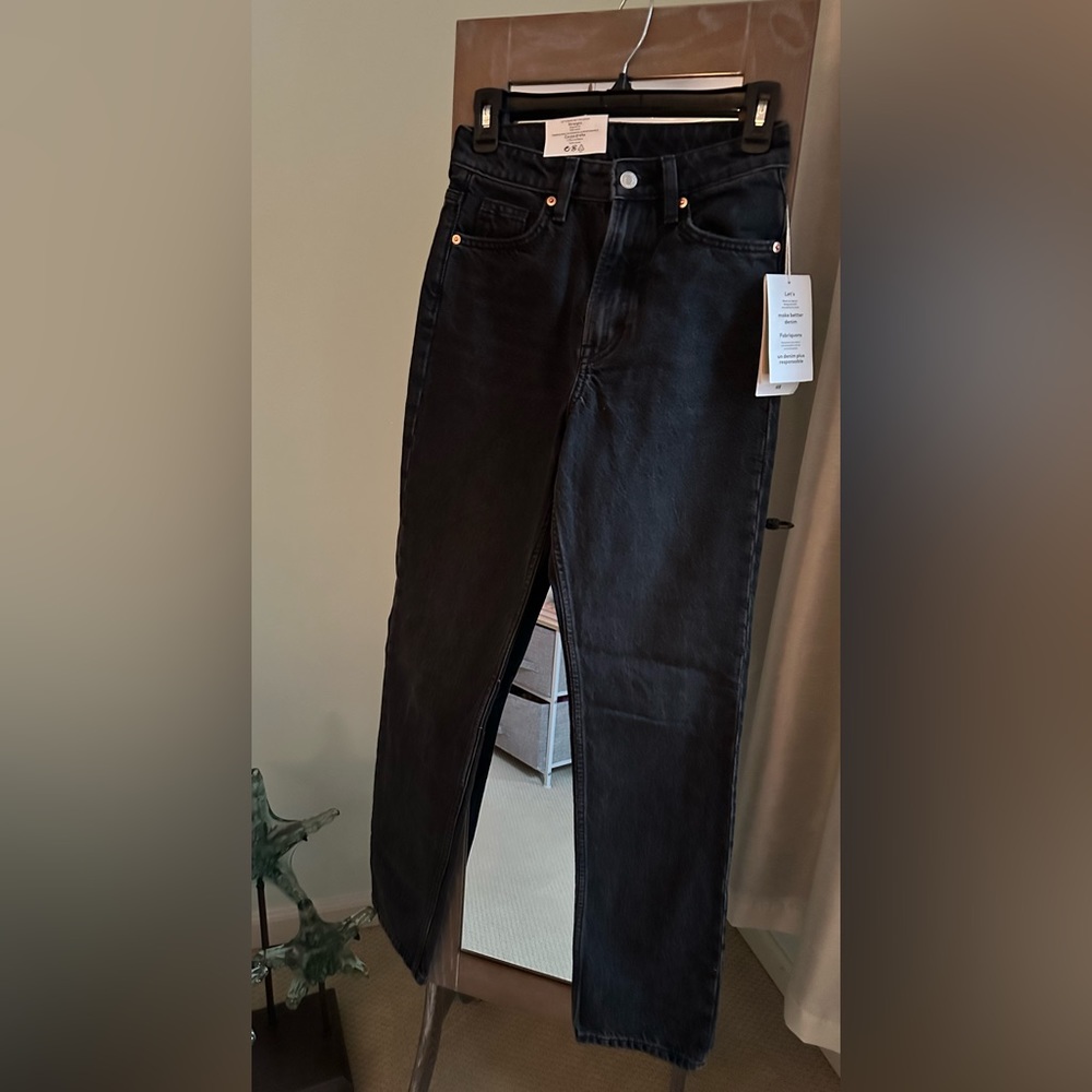 NWT black straight HM jeans size 2.